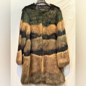NEW - Donna Salyers Fabulous Furs Luxury Faux Fur Striped Stroller Coat